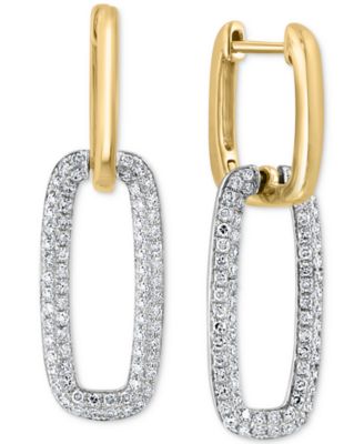 EFFY Collection - Diamond Pav&eacute; Link Drop Earrings (5/8 ct. t.w.) in 14k White and Yellow Gold