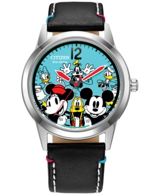 Citizen - Unisex Eco-Drive Sensational Six Black Leather Strap Watch 40mm