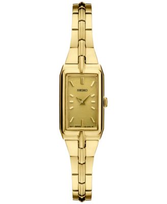 Seiko - Women's Essential Gold-Tone Stainless Steel Bracelet Watch 15mm