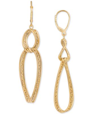 Italian Gold - Triple-Row Twist Double Drop Earrings in 10k Gold