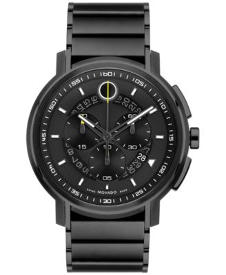 Movado - Men's Swiss Chronograph Strato Gray Black PVD Bracelet Watch 44mm