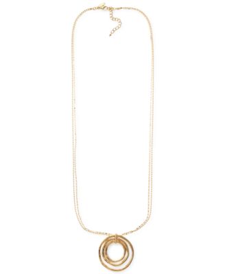 Style & Co - Gold-Tone Multi-Chain Circle Pendant Necklace, 36" + 3" extender