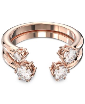 Swarovski - Rose Gold-Tone 2-Pc. Set Constella Crystal Open Rings