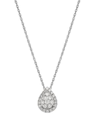 Forever Grown Diamonds - Lab-Created Diamond Teardrop Halo Cluster Pendant Necklace (3/8 ct. t.w.) in Sterling Silver, 16" + 2" extender