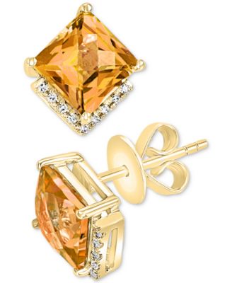 LALI Jewels - Amethyst (2-7/8 ct. t.w.) & Diamond (1/20 ct. t.w.) Stud Earrings in 14k Gold