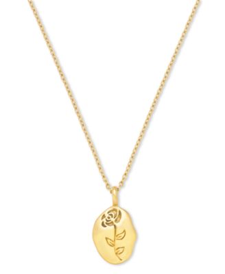 Lola Ade - 18k Gold-Plated Stainless Steel Flower-Etched Pendant Necklace, 20" + 2-1/2" extender