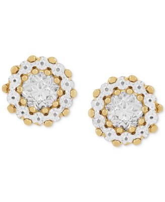 Macy's - Diamond Cut Round Stud Earrings in 10k Two-Tone Gold
