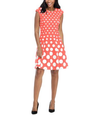 London Times - Petite Polka-Dot Fit & Flare Dress