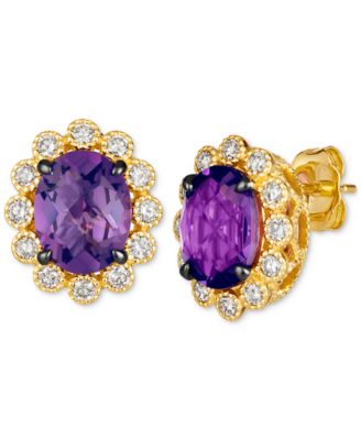 Le Vian - Grape Amethyst (3-5/8 ct. t.w.) & Nude Diamonds (1/2 ct. t.w.) Oval Halo Stud Earrings in 14k Gold