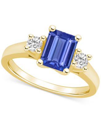 Macy's - Tanzanite (1-5/8 ct. t.w.) & Diamond (1/4 ct. t.w.) Emerald-Cut Ring in 14k Gold