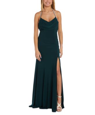Morgan & Company - Juniors' Embellished-Strap Velvet Gown