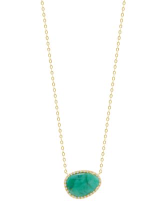 Macy's - Emerald (4 ct. t.w.) and Diamond (1/10 ct. t.w.) 17" Necklace in 14k Yellow Gold (Also in Ruby & Sapphire)