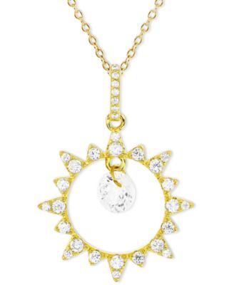 Macy's - Cubic Zirconia Sunburst Orbital 18" Pendant Necklace