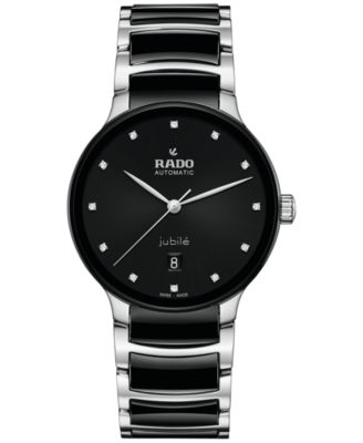 Rado - Men's Swiss Automatic Centrix Diamond (1/10 ct. t.w.) Black High-Tech Ceramic & Stainless Steel Bracelet Watch 40mm