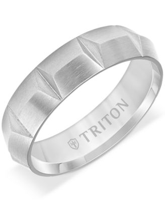 Triton - Men's Carved Comfort Fit Wedding Band in Gray Titanium