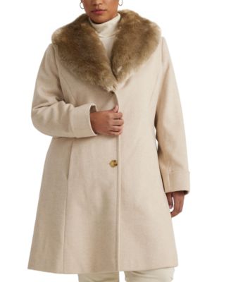 Lauren Ralph Lauren - Plus Size Faux-Fur-Collar Coat