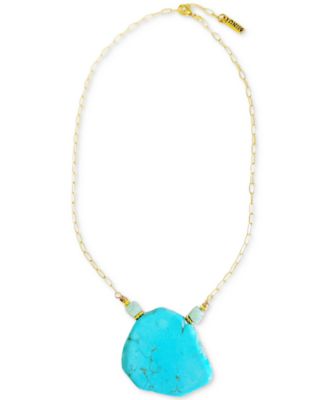 MINU Jewels - Gold-Tone Turquoise & Amazonite 16" Pendant Necklace