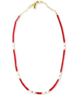 MINU Jewels - Gold-Tone Red Stone & Moonstone Statement Necklace, 16" + 2" extender