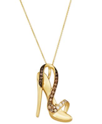 Le Vian - Chocolate Ombr&eacute; Diamond & Nude Diamond High Heel Sandal Pendant Necklace (3/4 ct. t.w.) in 14k Gold, 18" + 2" extender