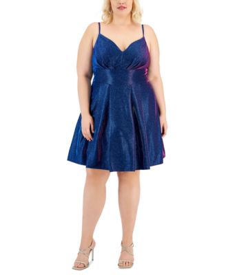 B Darlin - Trendy Plus Size Glitter Fit & Flare Dress