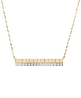 Audrey by Aurate - Diamond Textured Bar 18" Pendant Necklace (1/6 ct. t.w.) in Gold Vermeil