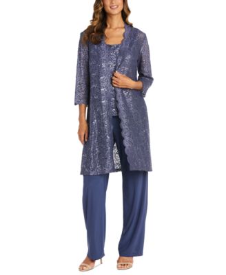 R & M Richards - Petite 3-Pc. Sequined-Lace Jacket, Top & Pants