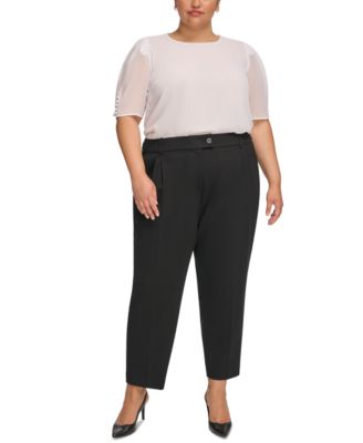 Calvin Klein - Plus Size Pleat-Front Cropped Ankle Pants