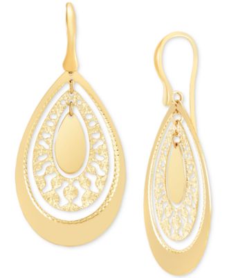 Italian Gold - Openwork Orbital Teardrop Drop Earrings in 14k Gold