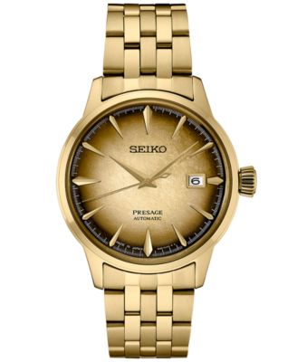 Seiko - Men's Automatic Presage Cocktail Time Gold-Tone Stainless Steel Bracelet Watch 41mm