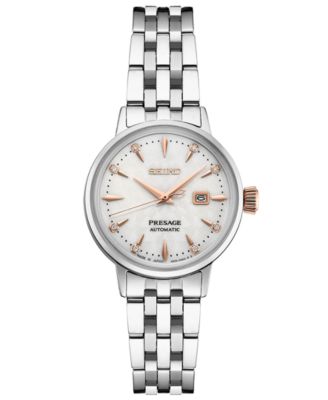 Seiko - Women's Automatic Presage Diamond Stainless Steel Bracelet Watch 30mm
