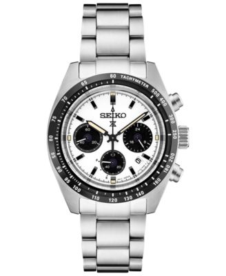 Seiko - Men's Chronograph Prospex Speedtimer Solar Stainless Steel Bracelet Watch 39mm