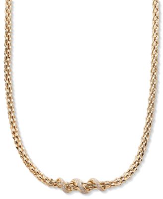 Macy's - Diamond Twist Pyramid Link 18" Collar Necklace (5/8 ct. t.w.) in 14k Gold-Plated Sterling Silver