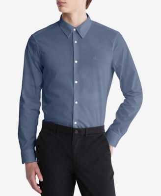 Calvin Klein - Men's Slim-Fit Stretch Monogram Embroidered Button-Down Shirt