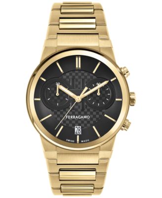 Ferragamo - Men's Swiss Chronograph Gold-Tone Stainless Steel Bracelet Watch 41mm