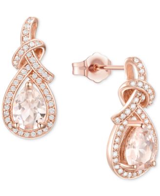 Macy's - Amethyst (1-1/4 ct. t.w.) & Lab-Grown White Sapphire (1/3 ct. t.w.) Swirl Drop Earrings in 14k Gold-Plated Sterling Silver (Also in Additional Gemstones)