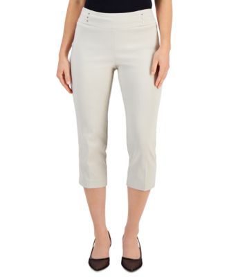 JM Collection - Petite Rivet-Detail Capri Pants