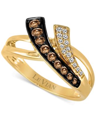 Le Vian - Chocolate Diamond & Nude Diamond Double Swoop Statement Ring (3/8 ct.t.w.) in 14k Gold