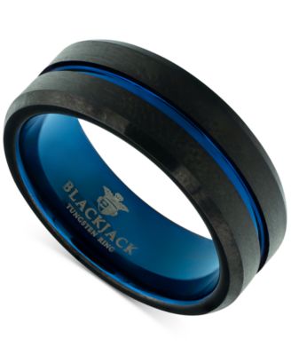 Blackjack - Men's Beveled Etched Stripe Band in Tungsten & Ion-Plating