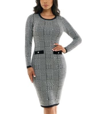 BCX - Juniors' Round-Neck Sequin-Embellished Bodycon Dress
