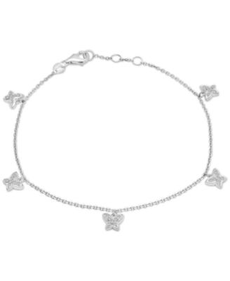 Wrapped - Diamond Pav&eacute; Dangle Butterfly Link Bracelet (1/6 ct. t.w.) in 14k White Gold