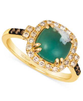 Le Vian - Peacock Aquaprase (1-7/8 ct. t.w.) & Diamond (1/3 ct. t.w.) Cushion Halo Ring in 14k Gold