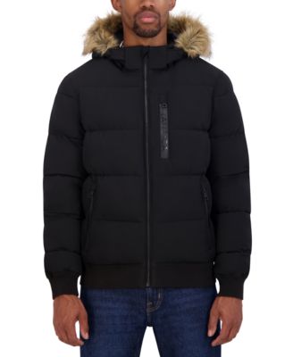 Nautica - Men's Zip-Front Bomber Jacket with Faux Fur Hood