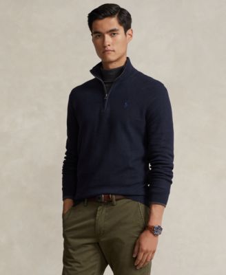 Polo Ralph Lauren - Men's Mesh-Knit Cotton Quarter-Zip Sweater