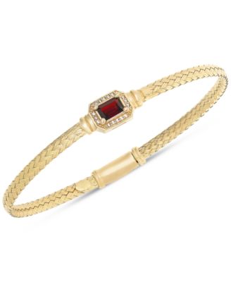 Macy's - Amethyst (1/2 ct. t.w.) & White Topaz (1/5 ct. t.w.) Woven Bangle Bracelet in 14k Gold-Plated Sterling Silver (Also in Citrine & Swiss Blue Topaz)