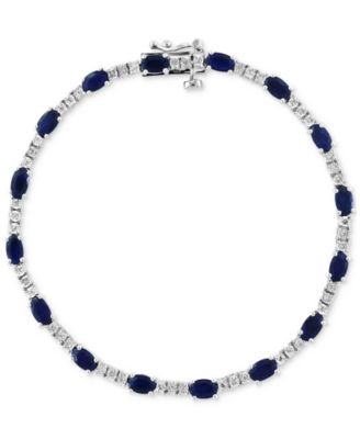 EFFY Collection - Sapphire (3-1/20 ct. t.w.) & Diamond (1/5 ct. t.w.) Tennis Bracelet in Sterling Silver