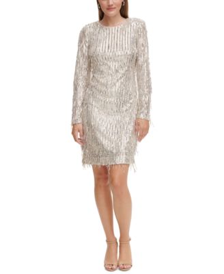 Eliza J - Women's Long-Sleeve Sequin Cocktail Dress