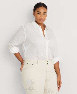 Lauren Ralph Lauren - Plus Size Linen Roll-Tab Shirt