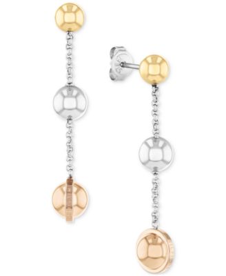 Tommy Hilfiger - Two-Tone Stainless Steel Metallic Orb Linear Drop Earrings