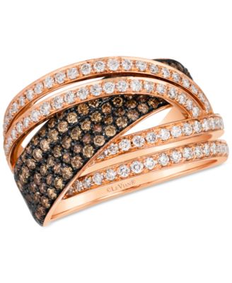Le Vian - Chocolate Diamond & Vanilla Diamond Crossover Ring (1-1/2 ct. t.w.) in 14k Rose Gold