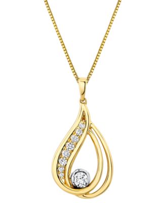 Sirena - Diamond Double Loop Teardrop 18" Pendant Necklace (1/3 ct. t.w.) in 14k Two-Tone Gold